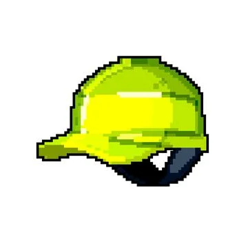 Hat helmet builder game pixel art vector illustration Stock Illustration