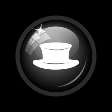 Hat icon. Internet button on black background. . Stock Illustration