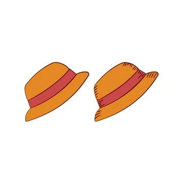 Hat icon over white background. colorful design. straw hat illustration Stock Illustration