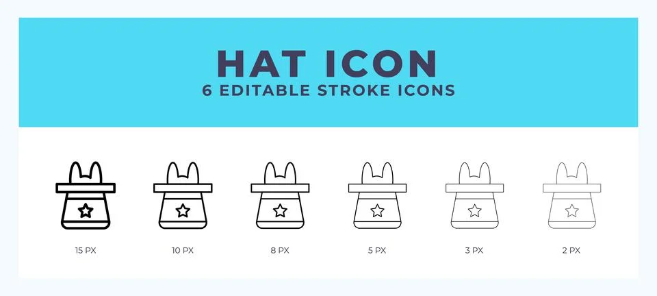 Hat icon set with different stroke. Design elements for logo. Vector illust.. Illustrazione stock