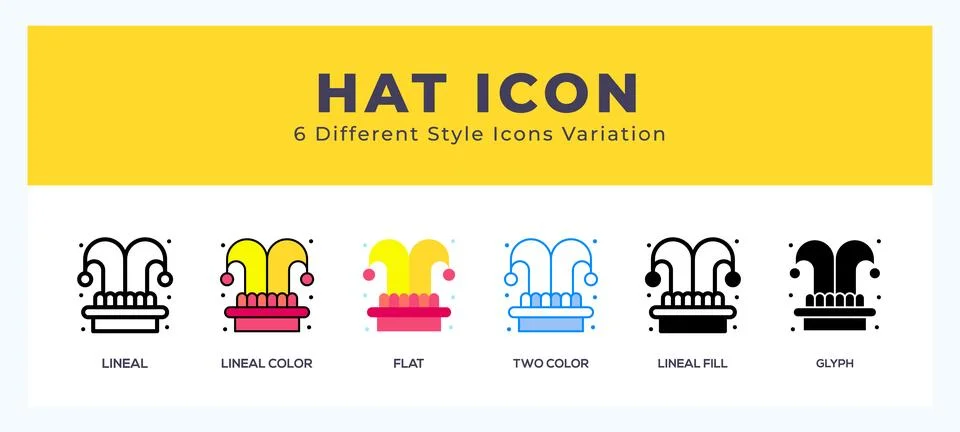 Hat icon set with different styles. Design elements for logo. Vector illust.. Stock Illustration
