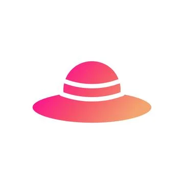 Hat icon solid gradient pink yellow summer beach symbol illustration. Illustrazione stock