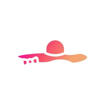 Hat icon solid gradient pink yellow summer beach symbol illustration. Illustrazione stock