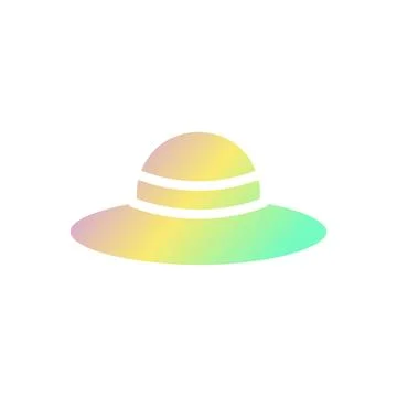 Hat icon solid gradient purple yellow green summer beach symbol illustration. Illustrazione stock