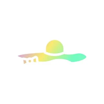 Hat icon solid gradient purple yellow green summer beach symbol illustration. Illustrazione stock