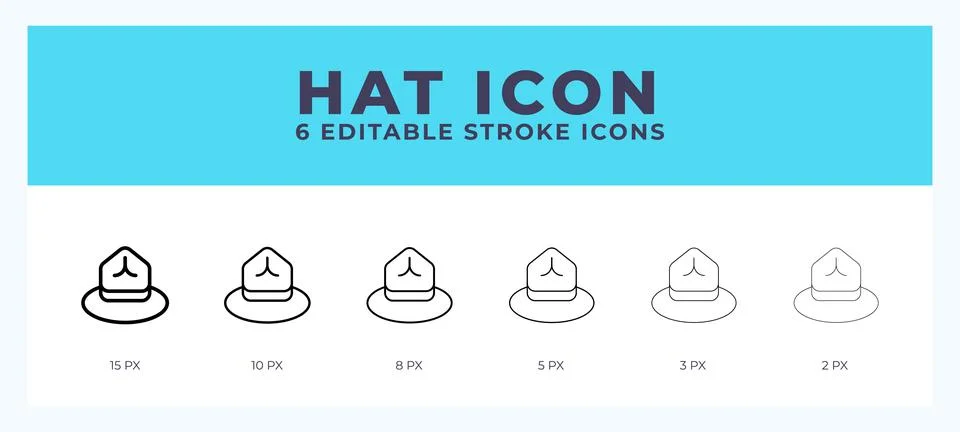 Hat icon in thin line. Bold line. Regular line. Editable stroke. Stock Illustration