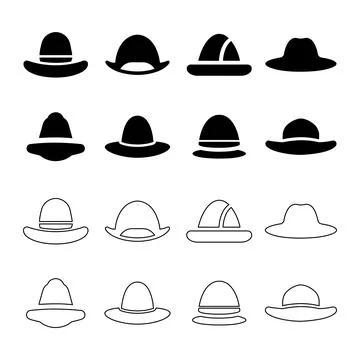 Hat Icons Set Stock Illustration