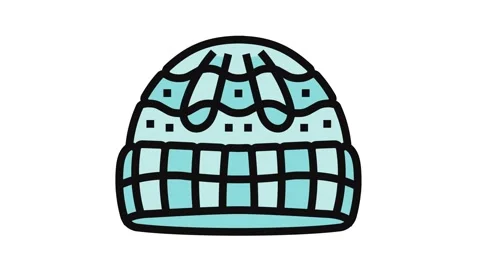 Hat knitting wool color icon animation Stock Footage 326097545