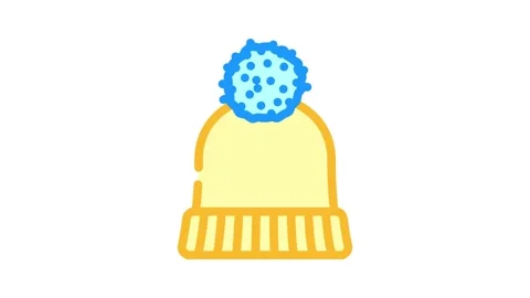 Hat knitting wool color icon animation Stock Footage 327269092