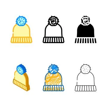 Hat knitting wool color icon vector designs Иллюстрация