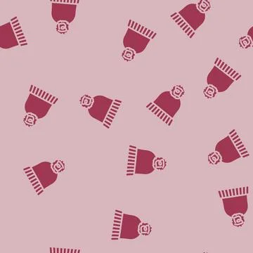 Hat knitting wool glyph vector seamless pattern Stock Illustration
