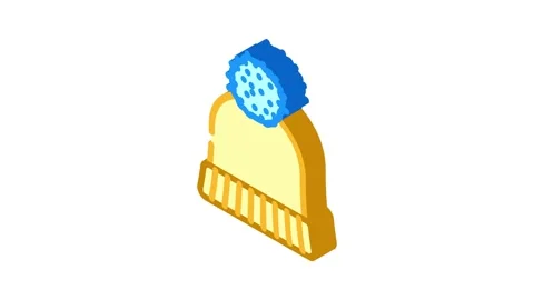 Hat knitting wool isometric icon animation Stock Footage 327291890