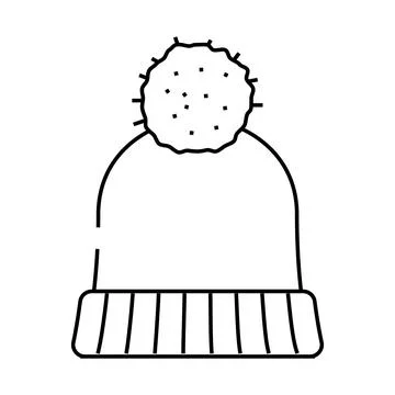 Hat knitting wool line icon vector illustration Illustrazione stock