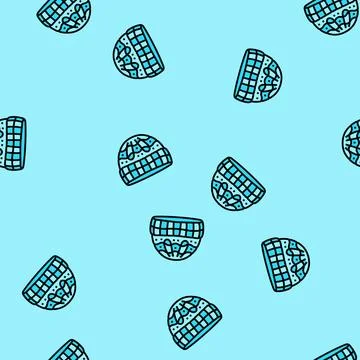 Hat knitting wool vector seamless pattern Illustrazione stock