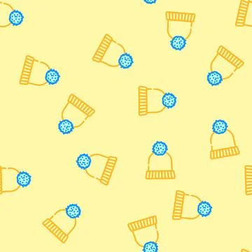 Hat knitting wool vector seamless pattern Stockillustratie