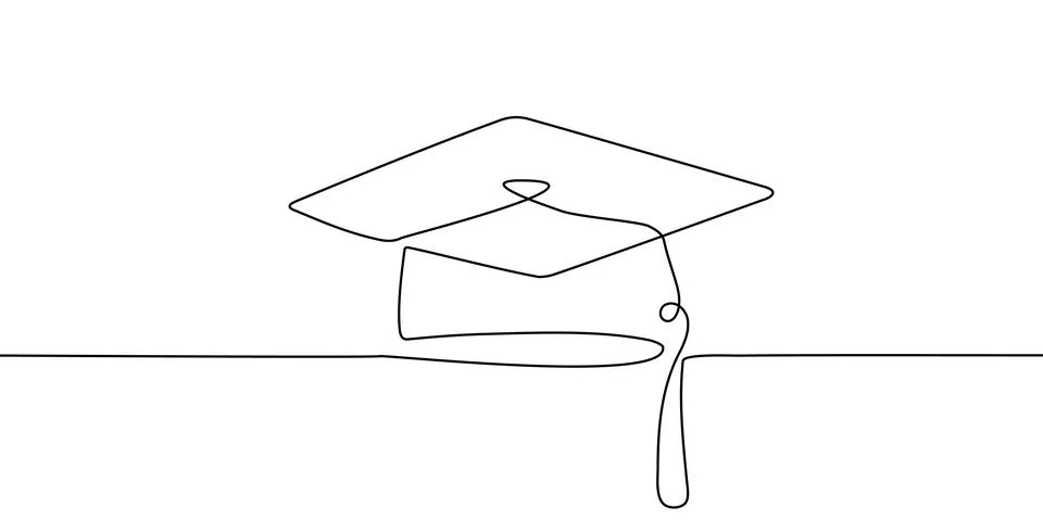 Hat line cap study college education continuous icon illustration university Stock Illustration