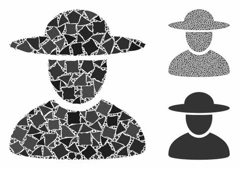 Hat man Mosaic Icon of Rough Elements 库存插图