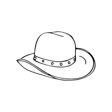 Hat for men. Cowboy western theme, wild west concept. Hand drawn vector ill.. Stock Illustration
