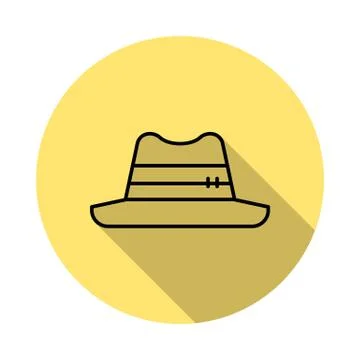 Hat outline icon in long shadow style Stock Illustration