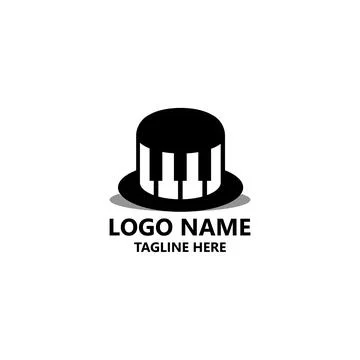 Hat piano logo design vector Иллюстрация