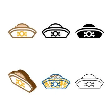 Hat pirate color icon vector variants Stock Illustration