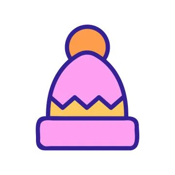 Hat with pompom and pattern icon vector outline illustration Stockillustratie