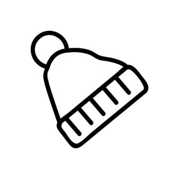 Hat with pompom with horizontal lapel stripes angled view icon vector outline Stockillustratie