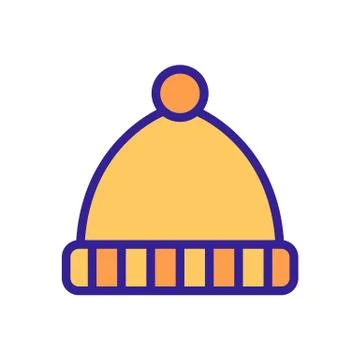 Hat with pompom with horizontal lapel stripes icon vector outline illustration Stockillustratie