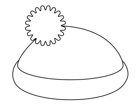 Hat with pompom, warm winter accessory, headdress - vector linear picture Illustrazione stock