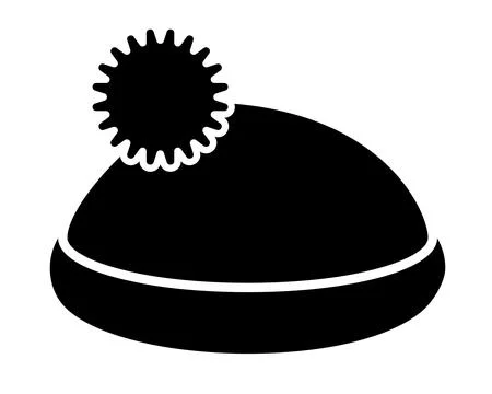 Hat with pompom, warm winter accessory, headdress - vector silhouette picture Stock Illustration