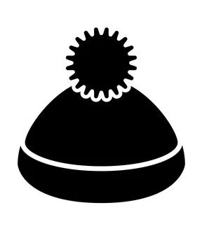 Hat with pompom, warm winter accessory, headdress - vector silhouette picture Stock-Illustration