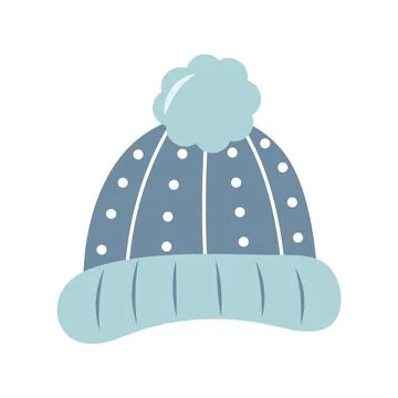 Hat with pompon in hand drawn style. Stock Illustration