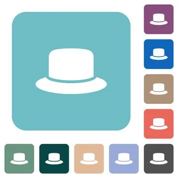 Hat rounded square flat icons Stock Illustration