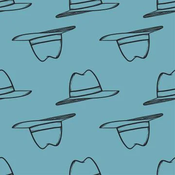 Hat seamless pattern vector hand drawn. Stock Illustration