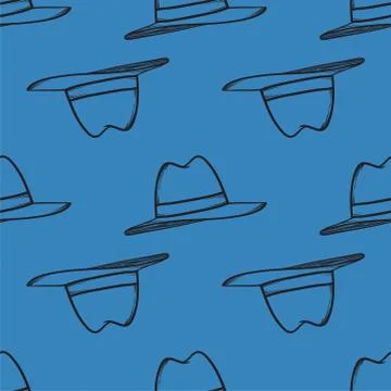 Hat seamless pattern vector hand drawn illustration. Stock Illustration