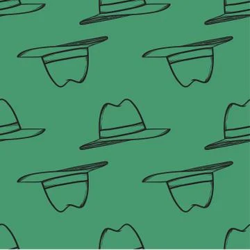 Hat seamless pattern vector hand drawn illustration. Stock Illustration