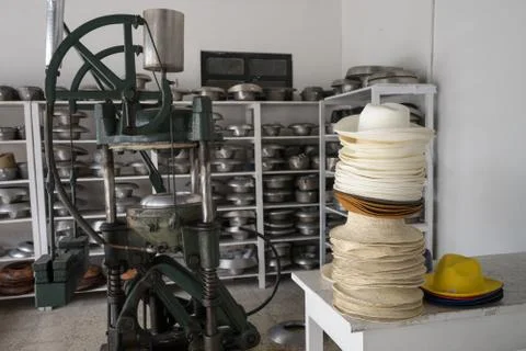 Hat shaping molding machine used for panama hats Stock Photos