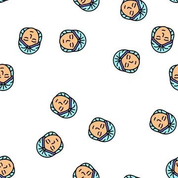 Hat solarium, disposable protective cap vector seamless pattern Stockillustratie