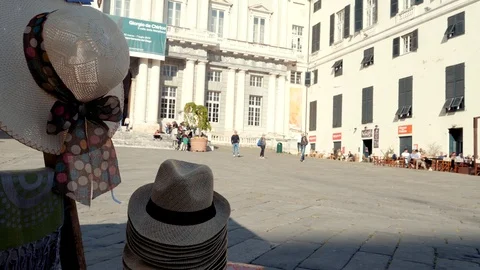 Hat stand in European square  Stock Footage 105572181