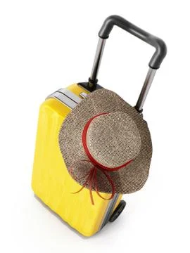 Hat standing on yellow suitcase Stock Illustration