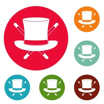 Hat with a stick icons circle set vector Stock Illustration