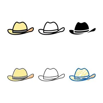 Hat styleset cowboy color icon vector Stock Illustration