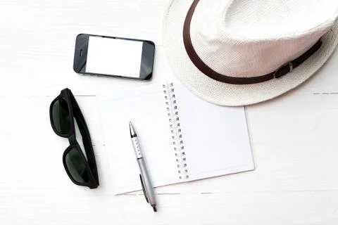 Hat with summer tools Foto stock