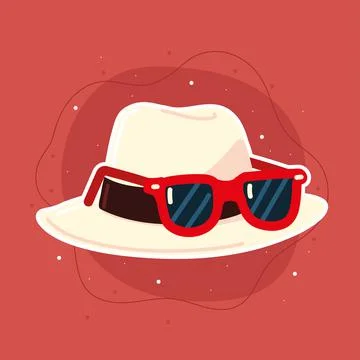 Hat with sun glasses Stock Illustration