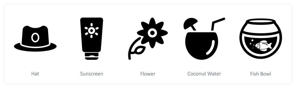 Hat, sunscreen, flower Stock Illustration