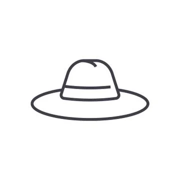 Hat vector line icon, sign, illustration on background, editable strokes Stock Illustration