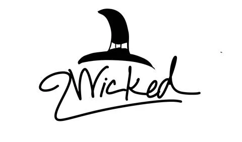 Hat wicked text font calligraphy hand written lettering script black color .. 스톡 일러스트