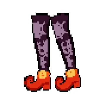 Hat witch legs pixel art vector illustration Stock Illustration
