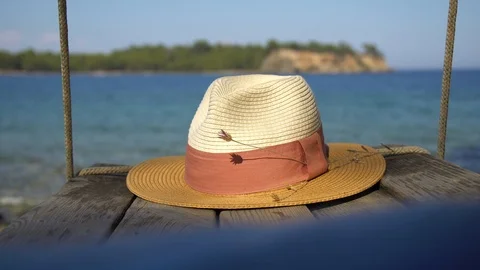 Hat on wooden swing Stock Footage 93090950