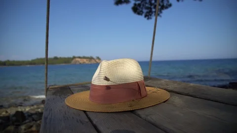 Hat on wooden swing Stock Footage 93093002